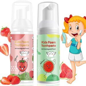 Foam Toothpaste Kids Toddler Toothpaste 3+ Low Fluoride Watermelon Strawberry